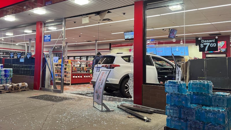 A car crashed into a QuikTriip in Lilburn on Saturday.